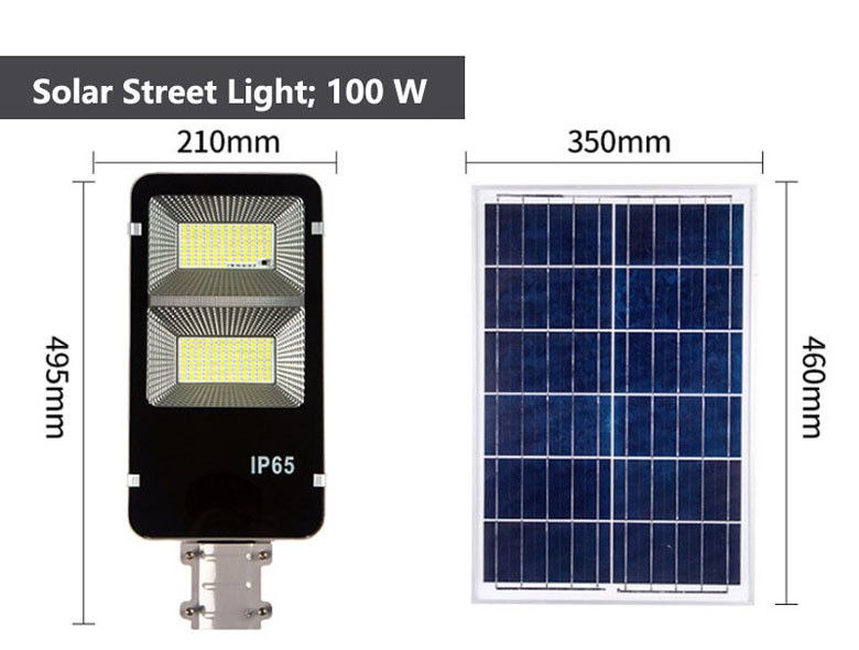 300W 400W IP65 waterdicht aluminium zonne-LED straatlicht met afstandsbediening en paal