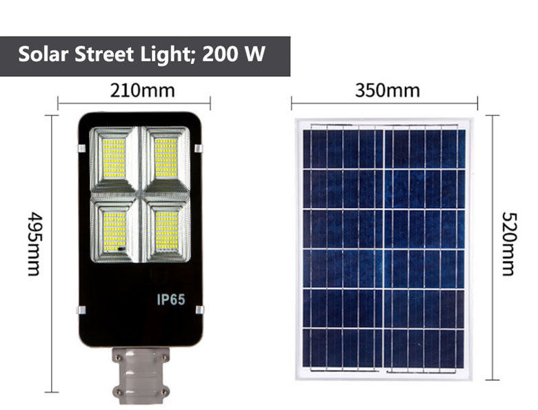 300W 400W IP65 waterdicht aluminium zonne-LED straatlicht met afstandsbediening en paal